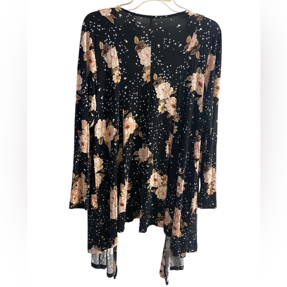Torrid super soft knits black floral open front cardigan drape front 1X - Picture 3 of 8